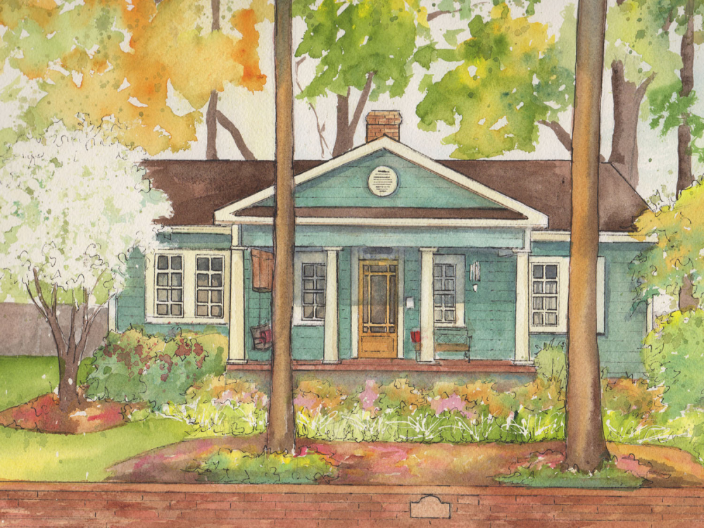 Hand Painted Home Portrait commissioned painting of your house Home