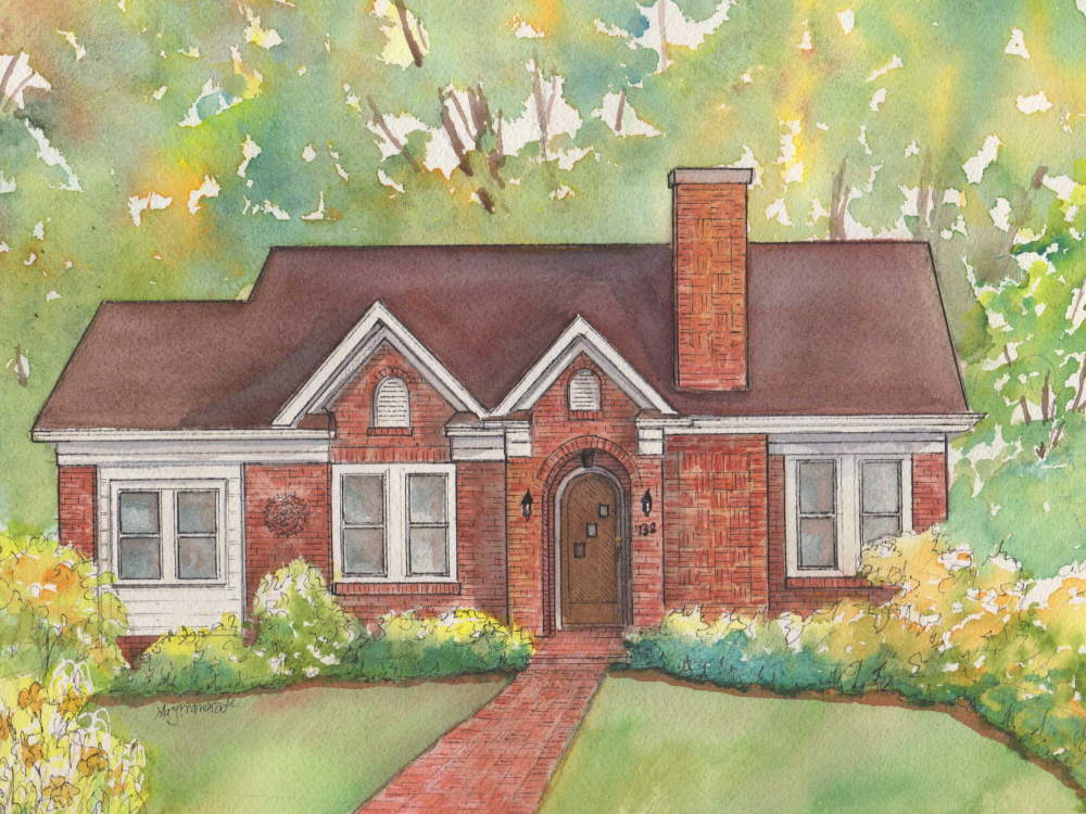 Watercolor sketch of your home, painted from photos Home Portraits by