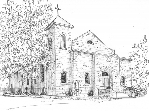 Ink Church Portrait 8"x 10"