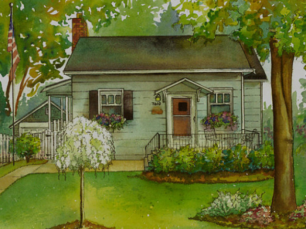 Watercolor House Painting 5 X 7 Home Portraits By Mary Frances