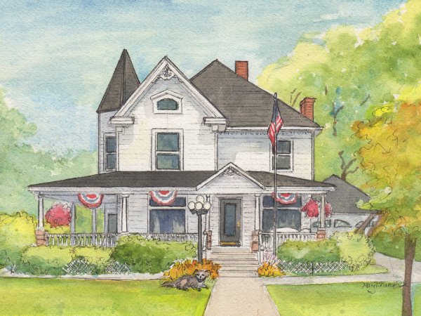 Custom Watercolor Home Portrait Commissioned Painting Of Your