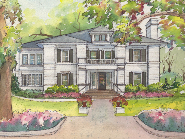 Watercolor Wedding Venue Portrait