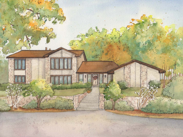 Watercolor house sketch 11"x 14"