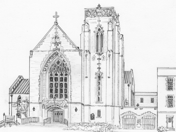 Your wedding venue drawn in ink