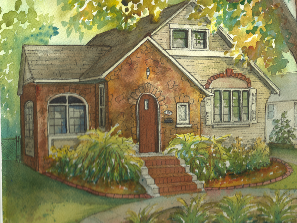 commissioned painting of home