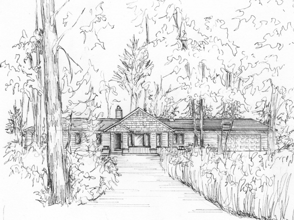 Your home custom drawn in ink