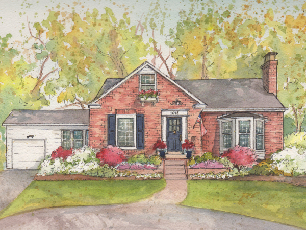 Painting Of House In Watercolor Home Portraits By Mary Frances Smith