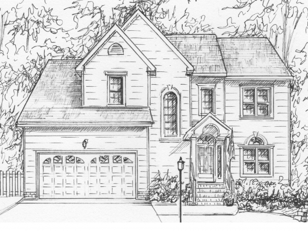 Drawing of my house in ink