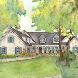 Home portrait in watercolor