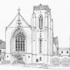 Your wedding venue drawn in ink