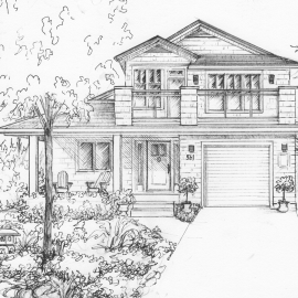 House portrait in ink