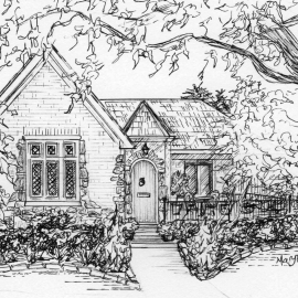 Home portrait in ink