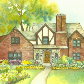 watercolor house portrait