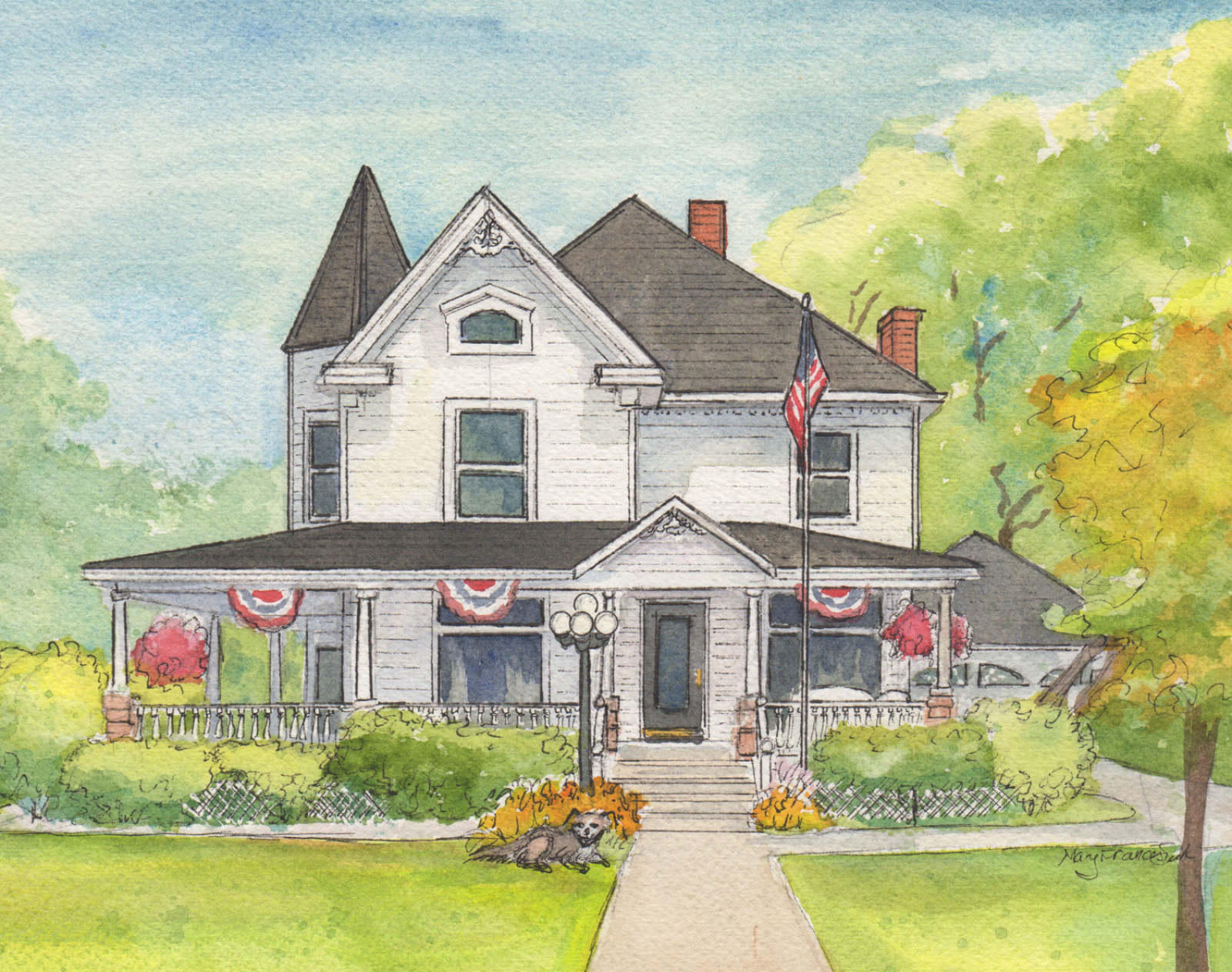 Home portrait in watercolor and ink  Home Portraits by Mary Frances Smith