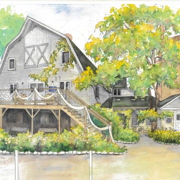 Wedding Venue Portrait in watercolor