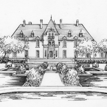 Wedding Venue Portrait in Ink